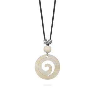  Swirl Carved Open Shell Wood Bead Necklace Jewelry