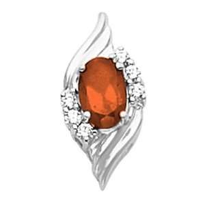  14K White Gold Mexican Fire Opal and Diamond Pendant 
