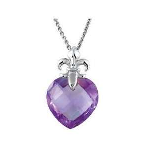  Jewelry Locker Genuine Amethyst Heart with Fleur de lis 