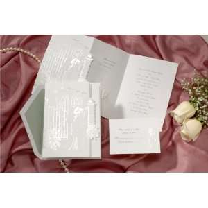   Front Gate Bride and Groom Embrace Wedding Invitations