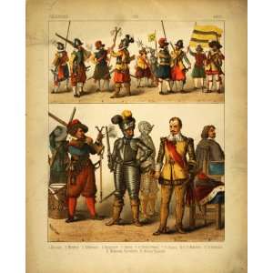  1882 Costume Germany Soldiers 1600 Musketeer Gun Armor 