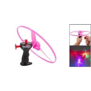   Plastic LED Flashing Flying Saucer Pull String Toy Pink Toys & Games