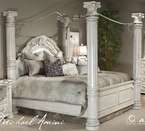 Silver Pearl Cal King 5 pc Canopy Bedroom Set  