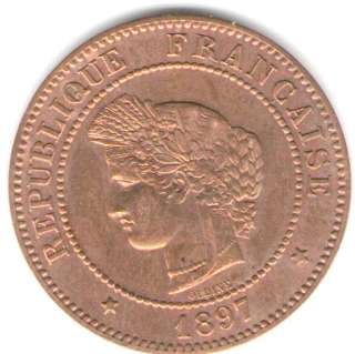 FRANCE COIN 5 CENTIMES 1897 AU  