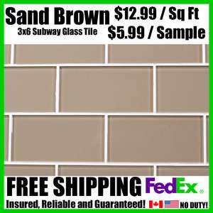 Sand Brown 3x6 Glass Subway Tile Kitchen Backsplash Wall Bathroom 
