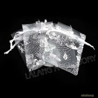 50pcs 120371 White Organza Butterfly Gift Bags 7x9cm Wedding Favours 