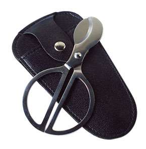 Stainless Steel Cigar Cutter Scissors with Black Pouch  