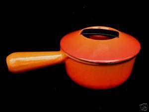 Volcanic Orange ENAMEL cast iron Sauce Pan Pot #14 AC  