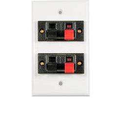 Speaker Jack Wall Plate White 16 GA wire Dual Clip New  