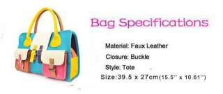 Fashion Women Summer Colorful PU Leather Hobo Satchel Clutch Handbag 