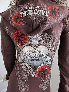 Scrolls Heart True Love Stones Tattoo Hoodie Shirt Ed Hardy Perfume 