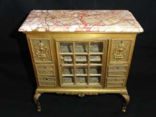 19 CENTURY FRENCH MINIATURE BRONZE CABINAT WITH MARBLE TOP  