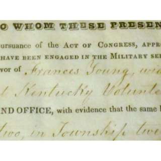 President Franklin Pierce/Land Grant/1853/War 1812  