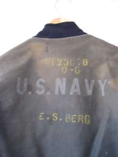 RARE Vintage WWII US Navy Deck Jacket w/ Hook Closures & Stencil 1st 