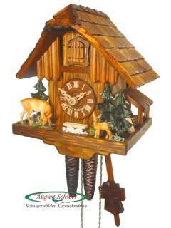 Black Forest Cuckoo Clock 1 Day Forest Cabin & Deer NEW  