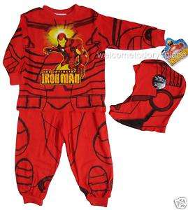 IRON MAN Pajamas Boys 3pc Sleep Set RED 3 Marvel NEW  