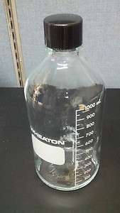 Wheaton 1000 ML Screw Top Lab Glass Bottles  24pk  Clear Bottle  