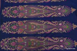 Beautiful hand embroidered saree with green, pink, golden, white woven 