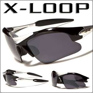 Loop Designer Sport Shades Wrap Around Style Mens Sunglasses Black 