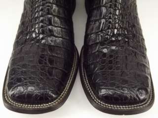 Mens cowboy boots black flank cut caiman Stetson Handmade 12 D western 