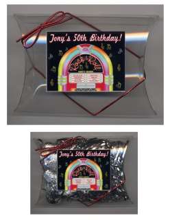 Rock n Roll 50s party favors Pillow Boxes with label  