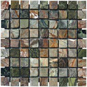 MS International Verde ia 1 in. x 1 in. Mosaic Tumbled Marble 