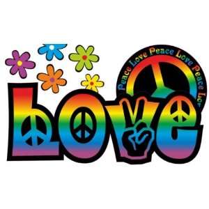 Autoaufkleber, Blumendesign Love and Peace 04 Rainbow Style  