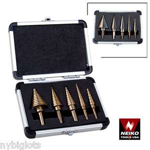   DRILL BIT SET WITH CASE 50 SAE SIZE HSS COBALT COATED STEP BITS  