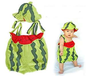 Unique Cute Baby Toddler Watermelon design bodysuit with beanie 