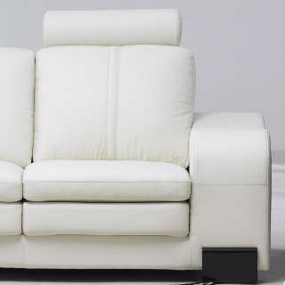 Contemporary White Leather Living Room Couch, Chair, Ottoman Loveseat 