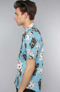 Vans The Casual Friday Aloha Buttondown Shirt in Cyan Blue Maneki 