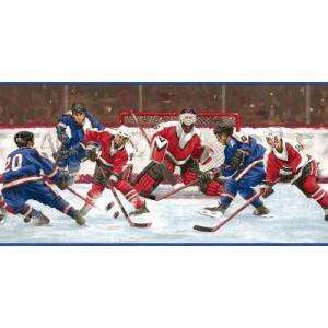   Wallpaper Company 10.25 in x 15ft Primary Colored Hockey Action Border