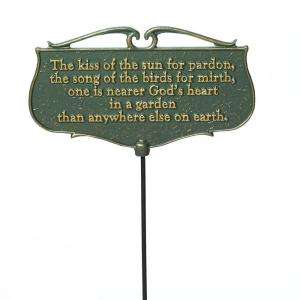 Whitehall Products Green/Gold The Kiss of the Sun Garden Poem Sign 