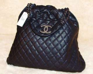 BNWT CHANEL 11A BLACK LARGE CAVIAR CLASSIC QUILTS HOBO BAG ANTIQUE 