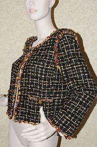   CHANEL AMBER GOLD BLACK with beads tweed SUIT JACKET BLAZER 44  