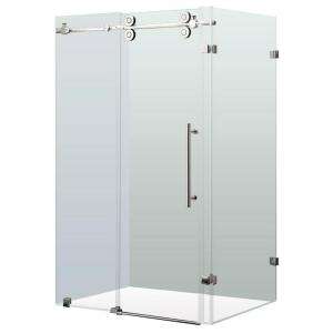 Vigo 34 in. x 73 in. Frameless Bypass Shower Enclosure in Chrome with 