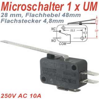 Microschalter Mikroschalter Endschalter 28mm 10A 250VAC  