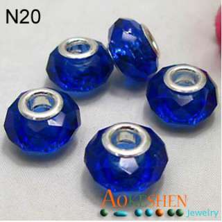 19 Colors Charm Faceted Crystal Murano Glass Beads Fit European 