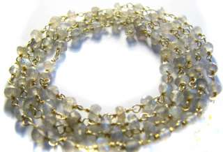 Labradorite Faceted Rondells Stone Vermeil Bead Chain  