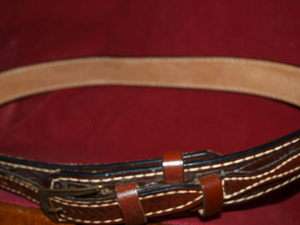 BROWN HAND TOOLED QUALITY COW HIDE GRAIN LEATHER BELT 36  