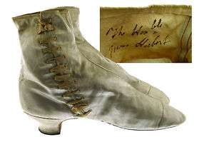 Museum Deaccessioned Pair of White Silk Lace Up Antique Boots / Shoes 