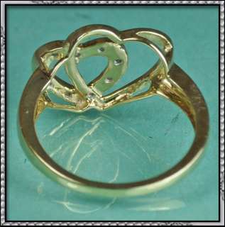 10K GOLD REAL DIAMOND RING IN DOUBLE HEART DESIGN  