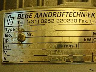 18566 Bege Aandruftechniek RF80L/4S Motor 1.1kW  