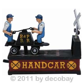 Eisenbahn Handwagen Spardose / Spielzeug Handcar. 2 Mann Hand Waggon 