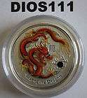 2012 LUNAR II SERIES YEAR OF THE DRAGON 1/2 OZ BU & COLORED BY THE 