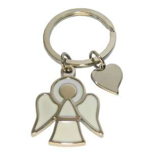 Engel Schlüsselanhänger mit Herz Schutzengel aus Metall Silber 