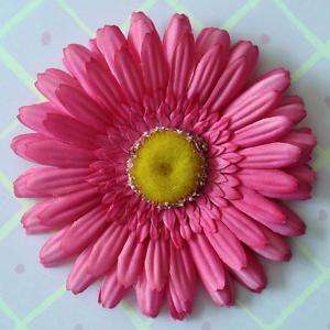 Bright Pink Gerbera Daisy Silk Flower Brooch Pin  