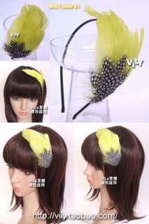 Handmade Color Feather Hair Fascinator Headband Swan #2  
