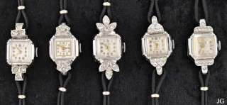 New Old Stock Silver Toned & Rhinestone Watches MEPA 17 Jewels Black 