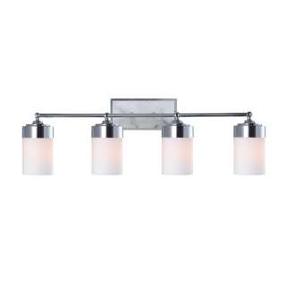 NEW 4 Light Bathroom Vanity Lighting Fixture, Chrome, Cased Opal Glass 